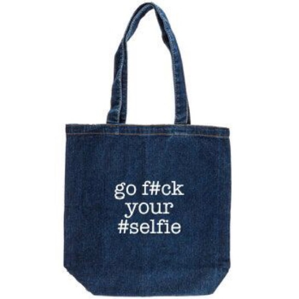 shopping tote denim blue foldable bag shoulder eco